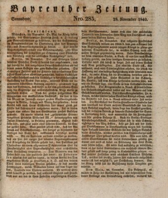 Bayreuther Zeitung Samstag 28. November 1840