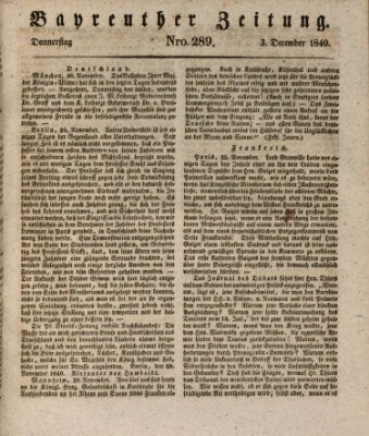 Bayreuther Zeitung Donnerstag 3. Dezember 1840