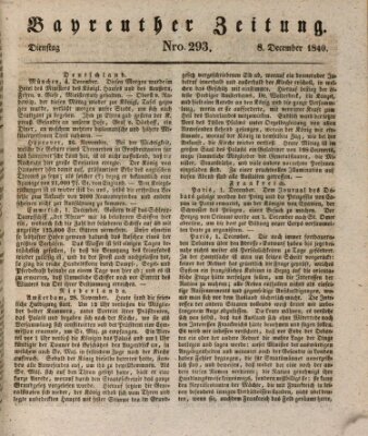 Bayreuther Zeitung Dienstag 8. Dezember 1840