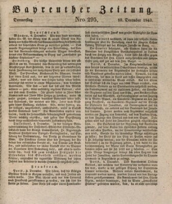 Bayreuther Zeitung Donnerstag 10. Dezember 1840