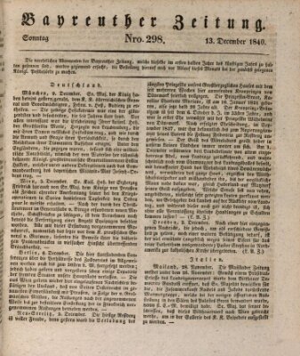 Bayreuther Zeitung Sonntag 13. Dezember 1840