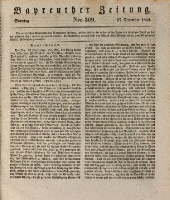 Bayreuther Zeitung Sonntag 27. Dezember 1840