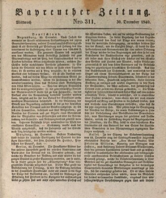 Bayreuther Zeitung Mittwoch 30. Dezember 1840