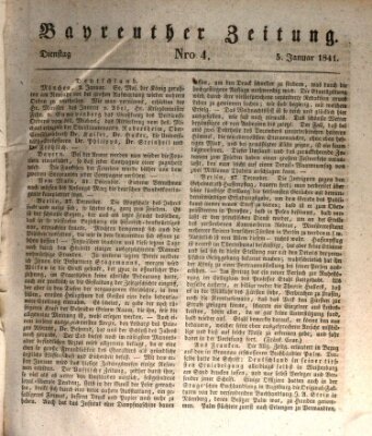 Bayreuther Zeitung Dienstag 5. Januar 1841