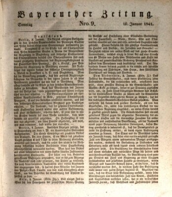 Bayreuther Zeitung Sonntag 10. Januar 1841