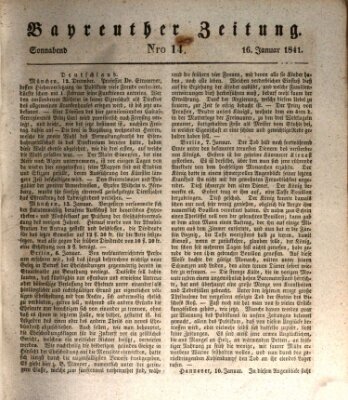 Bayreuther Zeitung Samstag 16. Januar 1841