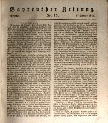 Bayreuther Zeitung Sonntag 17. Januar 1841