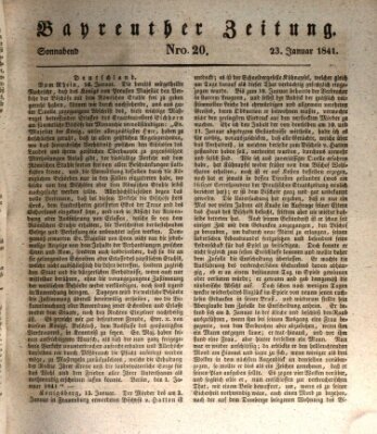 Bayreuther Zeitung Samstag 23. Januar 1841