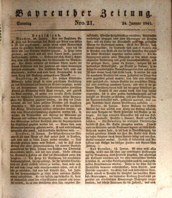 Bayreuther Zeitung Sonntag 24. Januar 1841