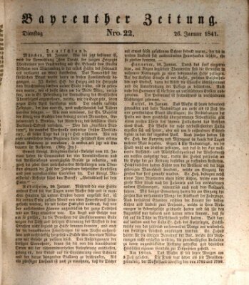 Bayreuther Zeitung Dienstag 26. Januar 1841