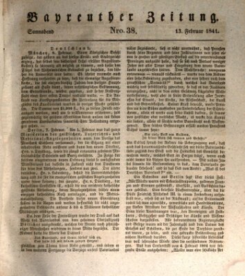 Bayreuther Zeitung Samstag 13. Februar 1841