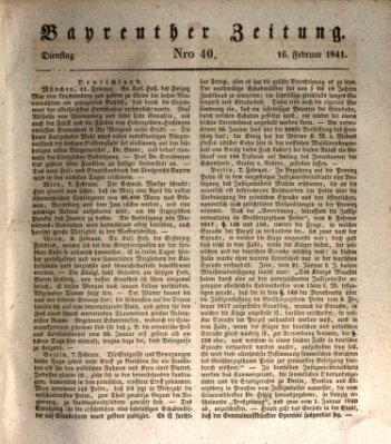 Bayreuther Zeitung Dienstag 16. Februar 1841