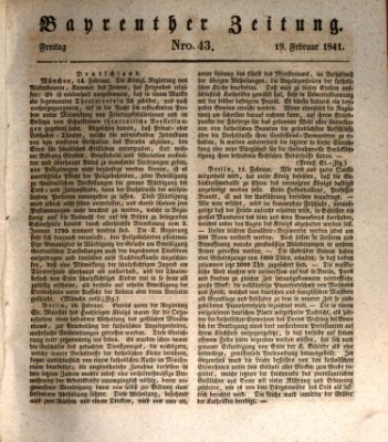 Bayreuther Zeitung Freitag 19. Februar 1841