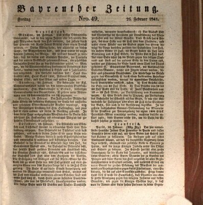 Bayreuther Zeitung Freitag 26. Februar 1841