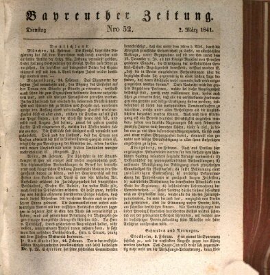 Bayreuther Zeitung Dienstag 2. März 1841