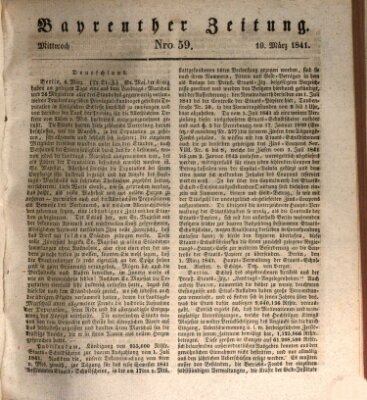 Bayreuther Zeitung Mittwoch 10. März 1841