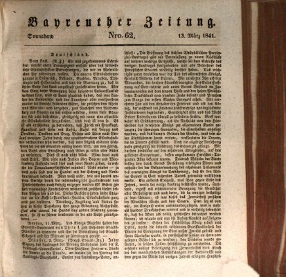 Bayreuther Zeitung Samstag 13. März 1841