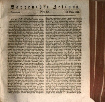 Bayreuther Zeitung Samstag 20. März 1841