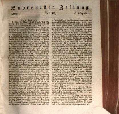 Bayreuther Zeitung Dienstag 23. März 1841