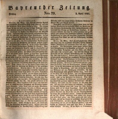 Bayreuther Zeitung Freitag 2. April 1841