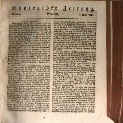 Bayreuther Zeitung Wednesday 7. April 1841