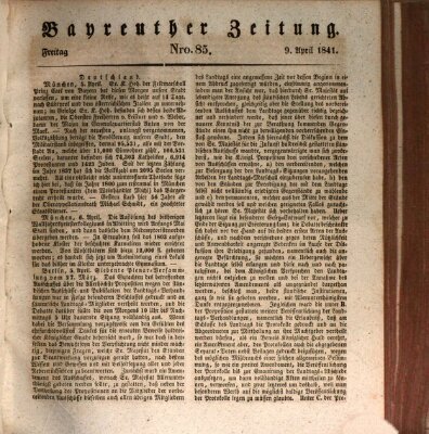 Bayreuther Zeitung Freitag 9. April 1841