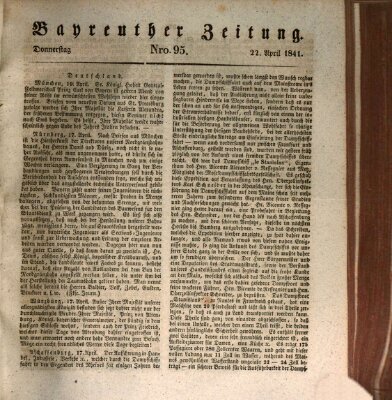 Bayreuther Zeitung Donnerstag 22. April 1841