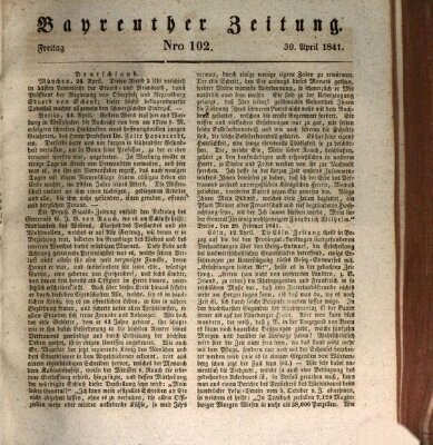 Bayreuther Zeitung Freitag 30. April 1841