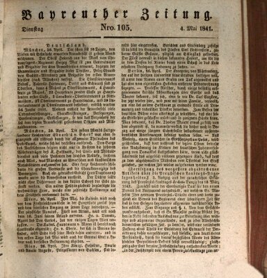 Bayreuther Zeitung Dienstag 4. Mai 1841