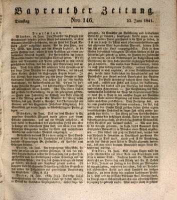 Bayreuther Zeitung Dienstag 22. Juni 1841