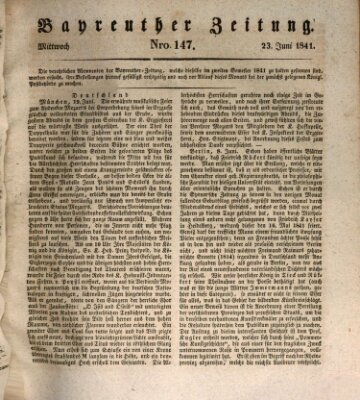 Bayreuther Zeitung Mittwoch 23. Juni 1841