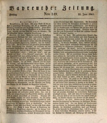 Bayreuther Zeitung Freitag 25. Juni 1841