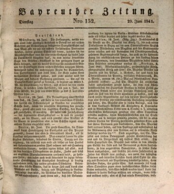 Bayreuther Zeitung Dienstag 29. Juni 1841