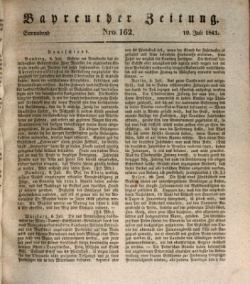 Bayreuther Zeitung Samstag 10. Juli 1841