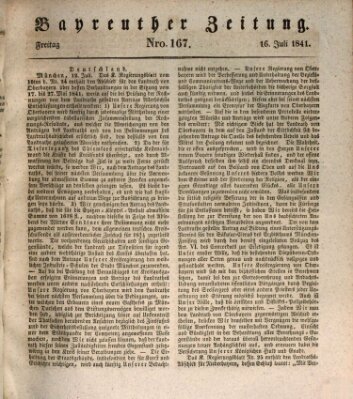 Bayreuther Zeitung Freitag 16. Juli 1841