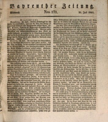 Bayreuther Zeitung Mittwoch 21. Juli 1841