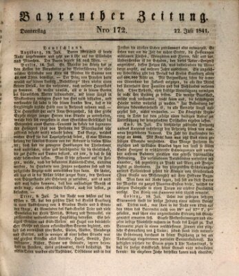 Bayreuther Zeitung Donnerstag 22. Juli 1841