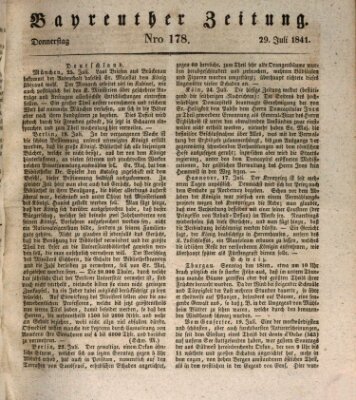 Bayreuther Zeitung Donnerstag 29. Juli 1841