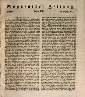 Bayreuther Zeitung Sonntag 15. August 1841