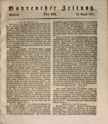 Bayreuther Zeitung Mittwoch 25. August 1841