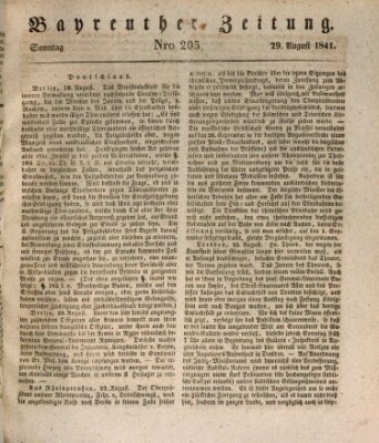 Bayreuther Zeitung Sonntag 29. August 1841