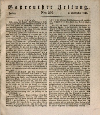 Bayreuther Zeitung Freitag 3. September 1841