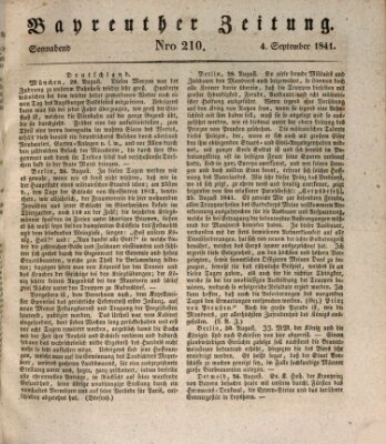 Bayreuther Zeitung Samstag 4. September 1841