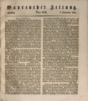 Bayreuther Zeitung Dienstag 7. September 1841