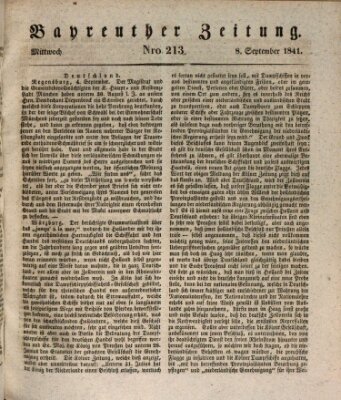 Bayreuther Zeitung Mittwoch 8. September 1841