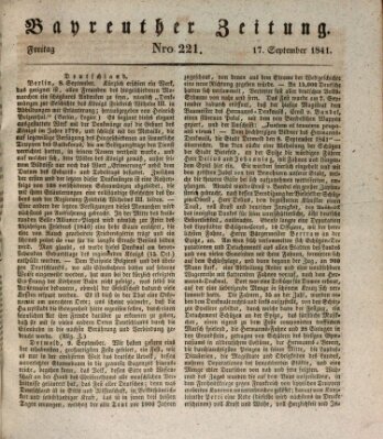 Bayreuther Zeitung Freitag 17. September 1841