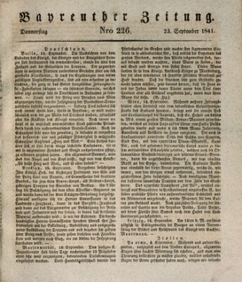 Bayreuther Zeitung Donnerstag 23. September 1841