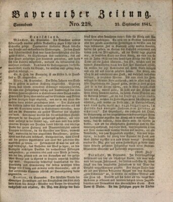 Bayreuther Zeitung Samstag 25. September 1841