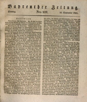 Bayreuther Zeitung Sonntag 26. September 1841