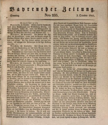 Bayreuther Zeitung Sonntag 3. Oktober 1841